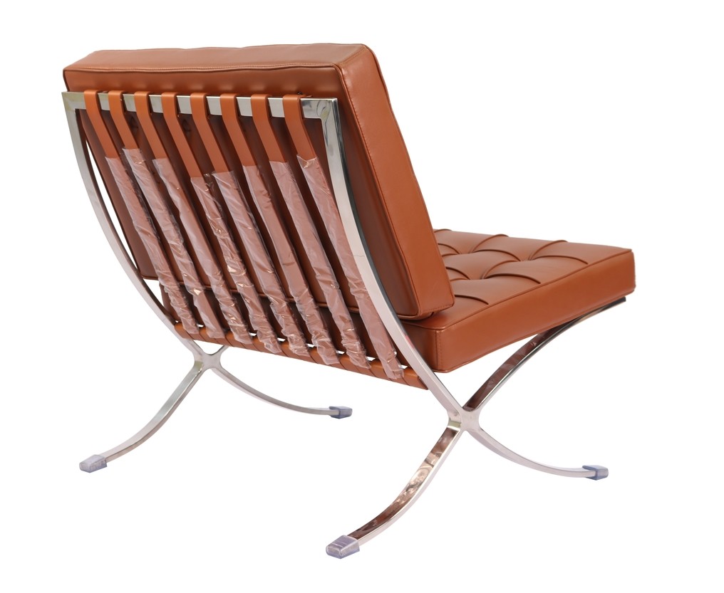 Barcelona Style Chair Inspired By Mies Van Der Rohe L Brown Genuine Leather